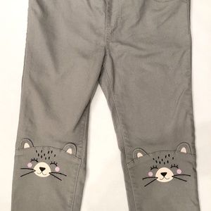 Girls H&M Gray Cat Knee Pull-on Skinny Jeans Adjustable Waist Sz 7-8